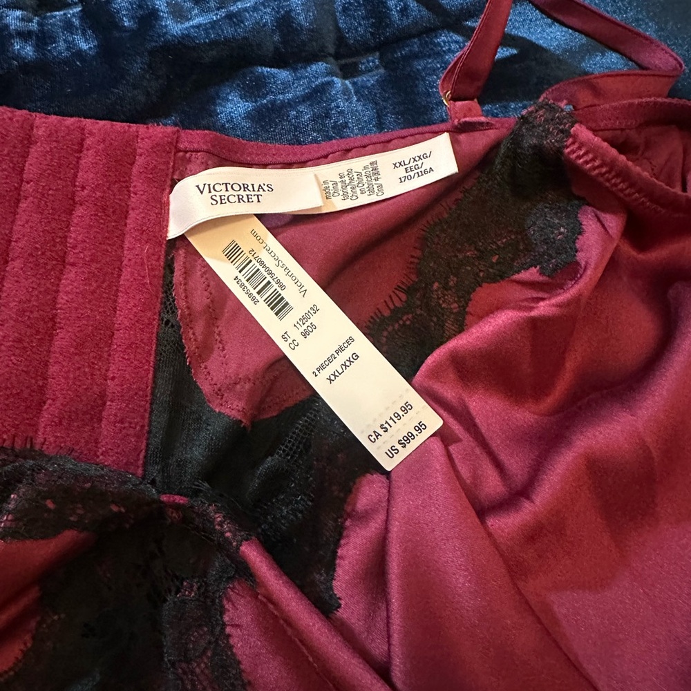 Victoria's Secret Red and Black Satin Set